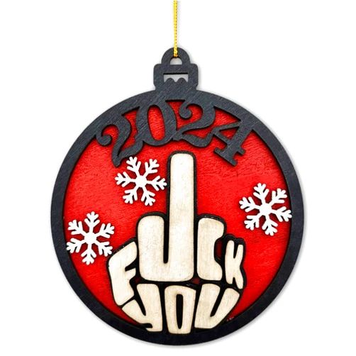 Momapopup Funny Fucking Christmas Ornament - Bold, Funny Wooden Holiday Decoration for Christmas Tree, Unique Fuck Snowflake Ornament for Fun Fucking, Gag Gift, Sarcastic Humor
