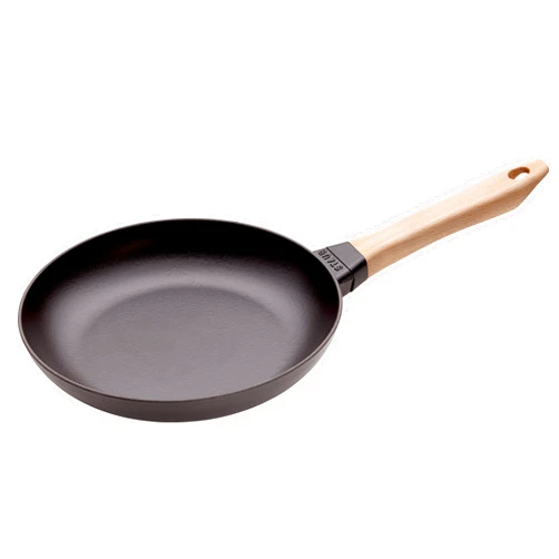 STAUB 40511-952-0 Frying Pan with Wooden Handle, Suitable for Induction, Cast Iron, Black, 26 cm