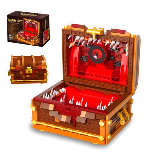 Mavo brix Mimic Chest Building Sets, Monster Dice Storage Box that Holds Up to 3 Polyhedral Dice Sets. Ideal for Dragons Board Game Gifts for Adults and Kids, Compatible with Lego Sets, 531pcs