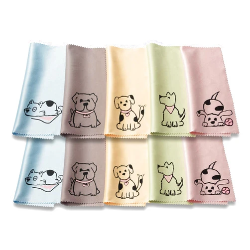TreVee Microfiber Cleaning Cloth - Microfiber Cloth Fabric Wipe for Cleaner Lens, Eyeglasses, Phone Screen - Cute Dog Design 10-Pack, 6x6