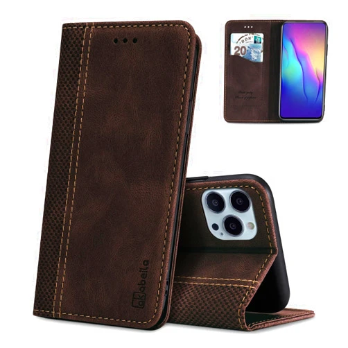 AKABEILA Mobile Phone Case for Vivo V30e 5G Case Protective PU Leather Flip Case Stand Wallet Folding Case Bag Case with [Card Slot] [Stand Function] [Magnetic] Dark Brown