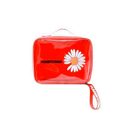 MekUk Waterproof Small Daisy Handheld Transparent Cosmetic Bag Large Capacity Handheld Fashion Storage Bag Portable Toiletry Bag (Red)