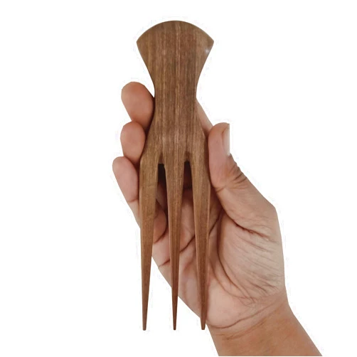Plai Na Comb for African Hair |Parting Comb for Braiding Wooden Afro Pick Comb Three Tooth Cornrows Stylist