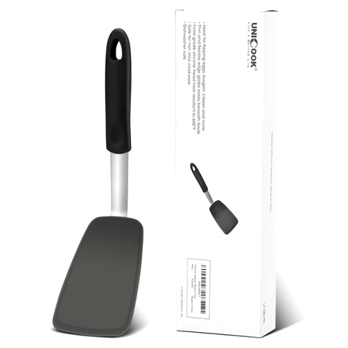 Unicook Flexible Silicone Spatula, 600°F Heat Resistant Silicone Turner for Nonstick Cookware, Essential Kitchen Cooking Utensil, Ideal for Flipping Eggs, Pancake, Burgers, Crepes and More, Medium