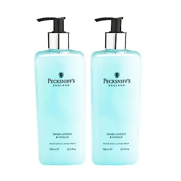 Pecksniffs Sandalwood and Vanilla Hand Wash Jumbo Size 25.3 Fluid Ounces, 2 Bottles Total (Sandalwood Vanilla) (Sandalwood Vanilla)