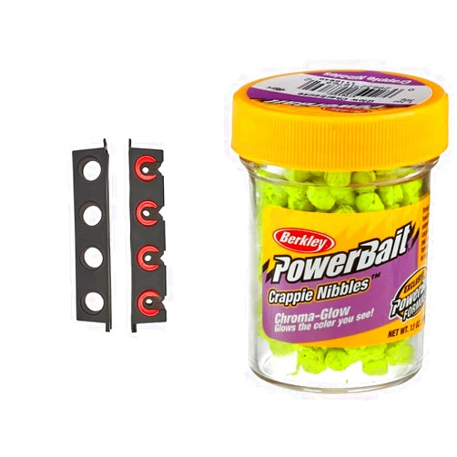 Berkley Twist Lock Fishing Rod Rack, Stores 4 Rods, Black PowerBait Chroma-Glow Crappie Nibbles, Glow/Chartreuse