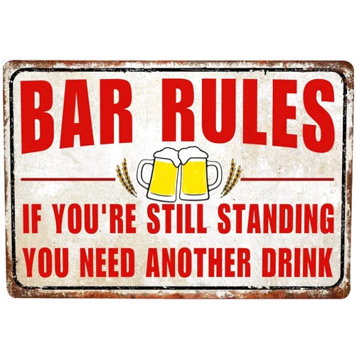 Rahk Vintage Bar Rulels Tin Signs Cheers Metal Signs Funny Wall Decor Accessories For Home Bar Man Cave Backyard Speakeasy 8inchx12inch, 8 x 12 Inch