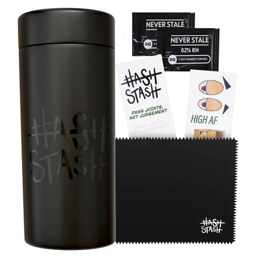 HASHSTASH Storage Jar - 1oz Air Tight Jar Sealed Container with 2 Humidity Pack, Microfibre Cloth & Stickers - Matte Finish UV Resistant Jar - Air Tight Storage Containers with Lids for your goodies and more