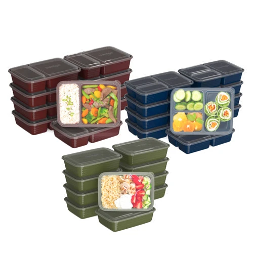 Bentgo Prep 60-Piece Meal Prep Kit - Reusable Food Containers 1-Compartment, 2-Compartment, & 3-Compartments for Healthy Eating - Microwave, Freezer, & Dishwasher Safe (Rich Shades)