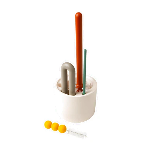 Boon Mod Baby Bottle Brushes - Includes Bottle Cleaner Brush, Straw Cleaner Brush, Nipple Brush and Detail Brush for Baby Bottles - Baby Bottle and Straw Brush Cleaning Set - Deco - 4 Count