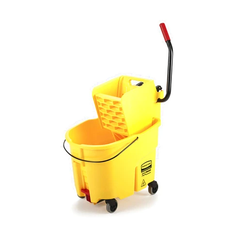 Rubbermaid Commercial Products Rubbermaid Commercial 35Qt WaveBrake 2.0 Side-Press Mopping Bucket and Wringer with Foot Pedal Drain, Yellow, (2031764)
