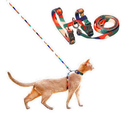 pidan Cat Harness and Leash Set, XL Size for Large Cats, Escape Proof - Adjustable Kitten Harness for Large Small Cats, Lightweight Soft Walking Travel Petsafe Harness (Multicolor-XL Size)