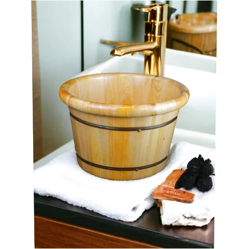 Festcool Solid Cedar Wood Foot Basin Tub Bucket for Foot Bath, Massage, Spa, Sauna, Soak, 16