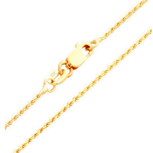 Nuragold 10k Yellow Gold 1mm Solid Rope Chain Diamond Cut Pendant Necklace, Womens Mens Jewelry 16