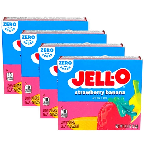 Jell-O Sugar-Free Gelatin Dessert, Strawberry Banana (Pack of 4)