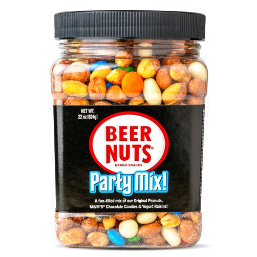 Beer Nuts Party Mix, Peanuts, Corn Sticks, and Insane Grain, with Chocolate and Yogurt Coated Pieces, Perfect for Parties and Holidays (22oz, Party Mix)