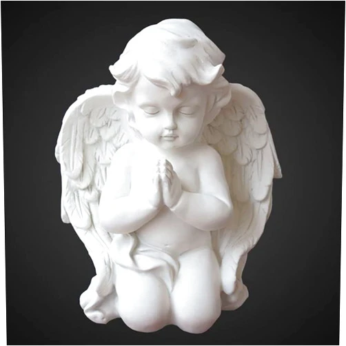 OwMell Kneeling Praying Cherubs Statue, Resin Baby Angel Figurine, Wings Angel Statue Memorial Cherub Sculpture for Home Decoration 6.3