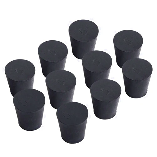 Enjoyist 10-Pack (Same Size) Solid Rubber Stoppers - Size #5-29mm (1.14in) x 22mm (0.86in) - 28mm (1.10in) Long - Black Lab Plug