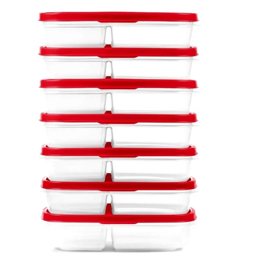 Rubbermaid 14 Piece Easy Find Lids Meal Prep Food Storage Divided Containers Set BPA-free Dishwasher Microwave Freezer Safe