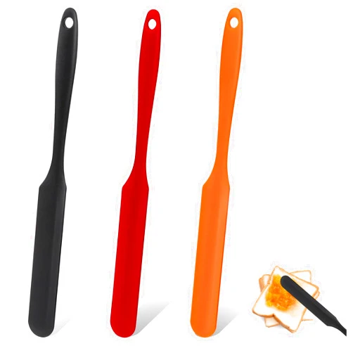 KALIONE 3pcs Jar Spatula, Silicone Jar Spatula Heat Resistant Kitchen Spatulas with Long Handle, Jam Spreader Cake Cream Butter Spatulas Mixing Batter Scraper for Jars Baking Cake Icing