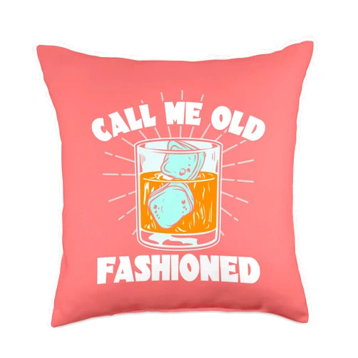 Vintage bartending gifts for old fashioned lovers Call Me Old Fashioned Funny Whiskey Drinking Gifts Bartender Throw Pillow, 18x18, Multicolor