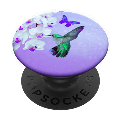 Hummingbird Flowers Cellphone Button Pop Out Grips Cell Phone Pop Up Holder Hummingbird Flower Butterfly Purple PopSockets Adhesive PopGrip