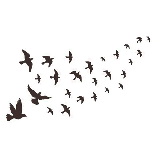 ANFRJJI Bird Wall Decal - Flying Sky Wings PVC Removable Wall Sticker with Flock of Birds Flying Black Bird 3D Creative Wall Art - Peeling Sticker for Kids Room and Study Room Decor - Witkey Flying