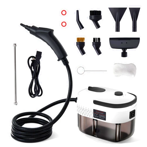 Lamberia Steam Cleaner with 12pcs Accessories, 2500W 1400ml 1.5 Quarts Tank, 3-Level Adjustable Portable Handheld Pressurized Steamer, 15s Heat-Up Steam Cleaner for Home, Car, Kitchen(White, US Plug)