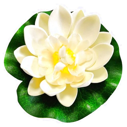PurYupearl Artificial Floating Foam Lotus Flower with Water Lily Pad,Lifelike Pond Pool Lotus Ornaments,Realistic Ornament for Home Garden Pond Aquarium Decor，Artificial Plants and Flowers (White)