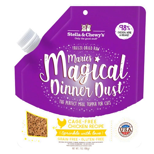 Stella & Chewy's Freeze-Dried Raw Cat & Kitten Food Topper - Magical Dinner Dust - Premium Cage-Free Chicken - Grain-Free, Protein-Rich - Perfect For Picky Eaters - 7 oz