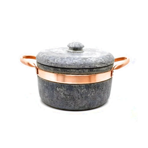 Cookstone 3 quarts Dutch oven with copper handles | Handcrafted from a block of pure soapstone | Unique, durable and eco-friendly | Non-toxic and Non-stick | THE GREEN ALTERNATIVE TO CAST IRON