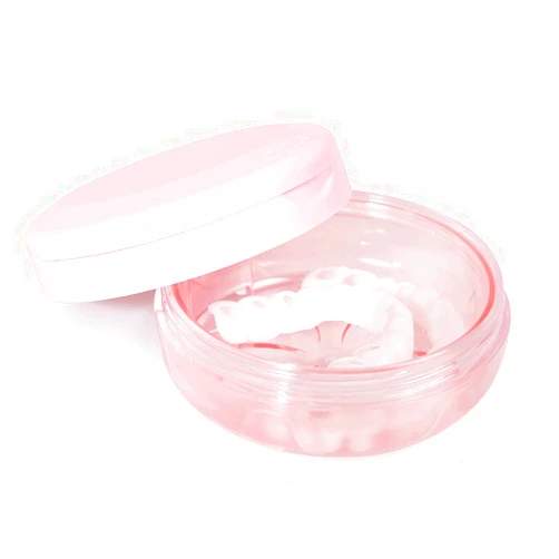 Uouovo Denture Bath Case, Definitely No-Leak, Complete Clean Care for Dentures, Clear Braces, Night Guard & Retainers, Retainer Case for Traveling, Denture Cup with Strainer & Mirror (Pink)