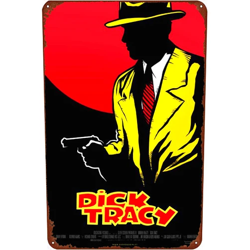 TINSAEGE Metal Tin Sign Dick Tracy | Decorative Signs and Plaques for Your Home Bar, Club, or Wall Decor - 8 x 12 inches
