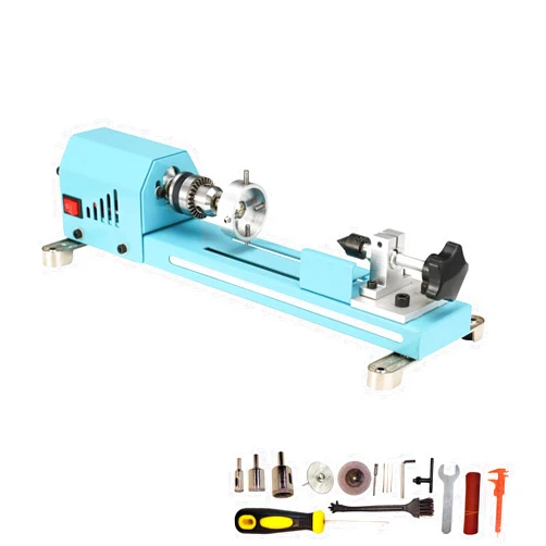 Winbomgo Mini Lathe Wood Lathe Machine Multi-Purpose Type Lathe Milling Cutting Grinding Polishing Professional Table Top Lathe Tool Kit