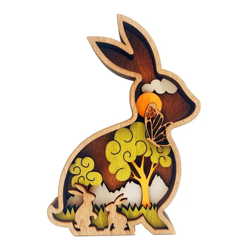 Alblinsy Forest AnimalDesk Art Decor Wooden Farmhouse Table Decoration, Cabin Decor Nursery Decor Mountain Decor for Bedroom Living Room (Rabbit)