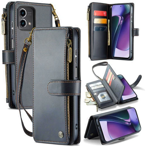 Kowauri for Motorola Moto G Stylus 5G 2023 Case,PU Leather Magnetic Flip Wallet Phone Case for Women Men with RFID Blocking Wrist Strap Kickstand Zipper Card Holder,Black