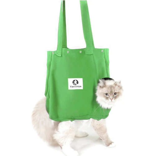 Generic Yanvega Cat Soft Travel Carrier Pet Supplies Sling Bag, Cat Tote Bag Carrier Soft-Side Pet Carrying Chest Bag, Color Green Size M Cat Sling Holder for Nail Trimming Support Cats and Dogs Up to 11 lbs