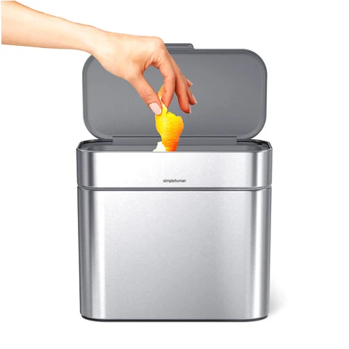 simplehuman Compost Caddy, Detachable Bin, Brushed Stainless Steel Detachable Compost Bin Brushed Stainless Steel