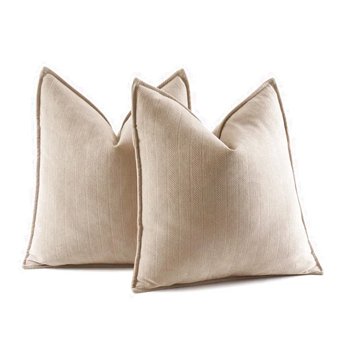 MIULEE Pack of 2 Beige Decorative Pillow Covers 22x22 Inch Soft Chenille Couch Throw Pillows Farmhouse Cushion Covers with Elegant Design for Sofa Bedroom Living Room Home Decor