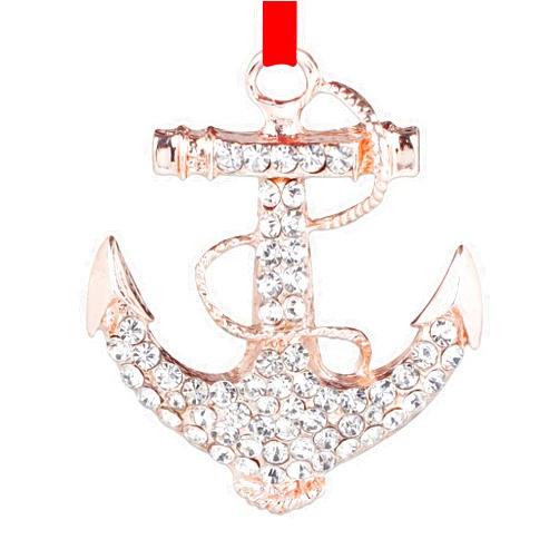 WaaHome Metal Anchor Nautical Christmas Ornaments Anchor Navy Keepsake Christmas Tree Ornaments Decorations, Coastal Beach Anchor Christmas Ornaments Gifts for Kids Boys Men Women
