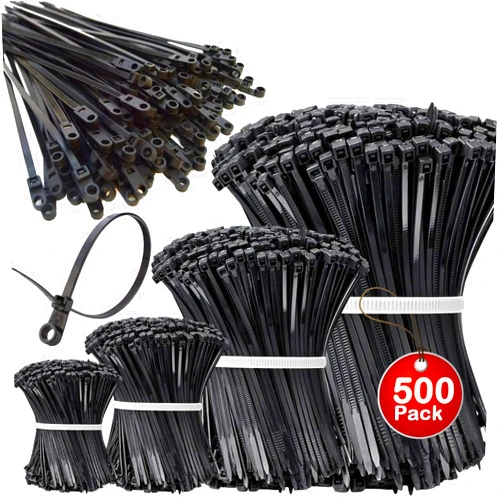 Yoyoellafa 500Pcs Zip Ties Assorted Sizes Black Zip Ties with Screw Hole 100Pack 4/6/8/12 Inch Standard Cable Ties 400Pack Cable Tie with Screw Mounting Hole Plastic Wire Ties Mount Zipties Mounts