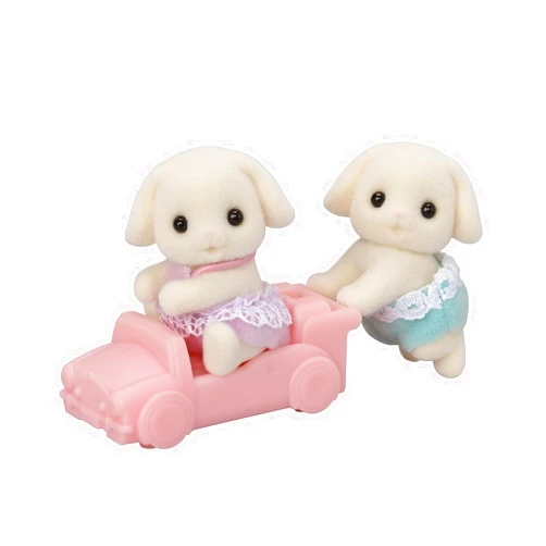 Calico Critters Flora Rabbit Twins - Set of 2 Collectible Doll Figures for Ages 3+