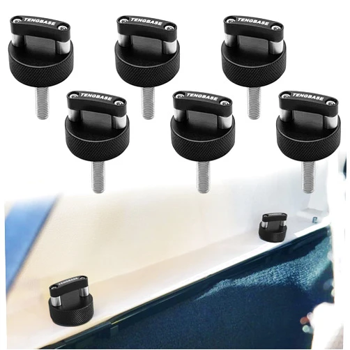 TENGBASE Quick Release Thumb Screw for Jeep Wrangler JK 2007-20018, JL 2018-2022 & Gladiator JT - Billet Aluminum Hard Top Fastener with Integrated D Ring (Black)