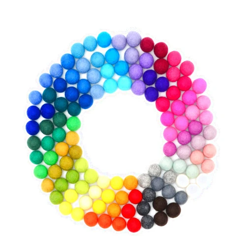 Glaciart One Wool Felt Balls, Felt Pom Pom Balls (120 Pieces) 1.5 cm - 0.6 Inch, Handmade Felted 40 Color (Red, Blue, Yellow, Gray, Black, Pastel and More) Bulk Small Puff for Felting and Garland