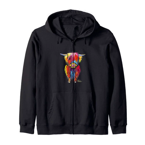 SHiRLeY MacARTHuR CoW PRiNT ANiMaL PRiNT ' BRaVe ONe ' Zip Hoodie