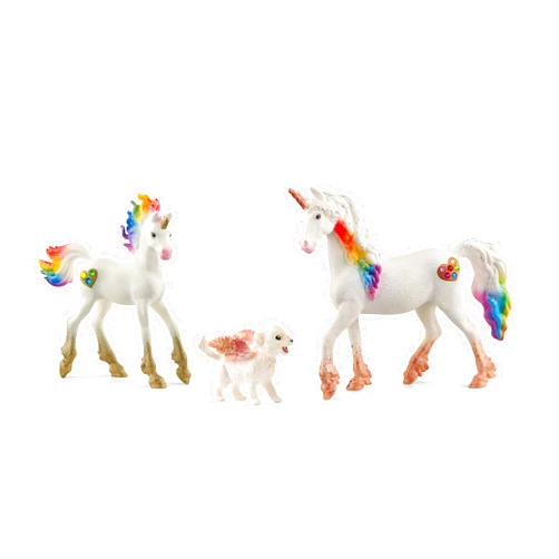Schleich Bayala - 3 PC Rainbow Unicorn & Flying Lion Magical Playset - Fantasy Animal Toys for Imaginative Play - Cute Unicorn Figurines for Girls and Boys - Kids 5+ | 72291