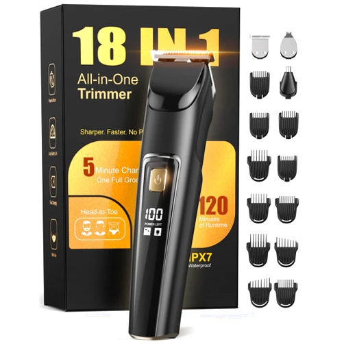 RICAF Beard Trimmer for Men, All-in-One Electric Razor & Hair Clipper, Waterproof Cordless Mustache Grooming Kit, Rechargeable Beard Hair Nose Ear & Body Trimmer, Face Shaver, Gifts for Men Husband Father