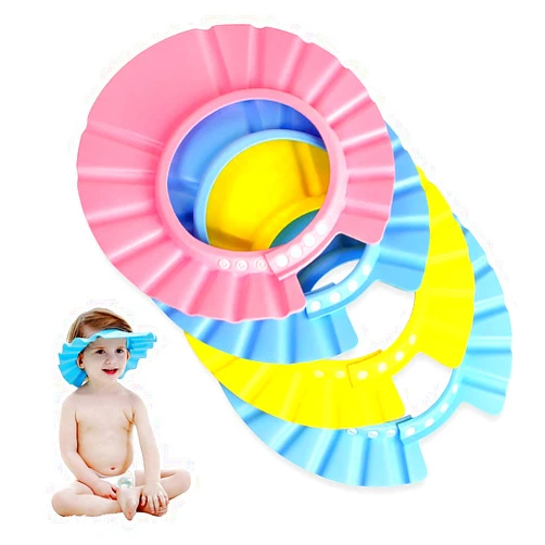 Ewinever EWIN(R) 4pcs Soft Adjustable Baby Kids Children Shampoo Bath Bathing Shower Cap Hat Wash Hair Shield Hat