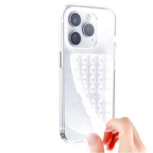 Klearlook Maximized Clarity! Silicone Suction Cup Phone Case Mount Double Sided, Silicon Sticky Phone Grip with Higher Suction Power for Cell Phone, Hands-Free Phone Accessories Holder for Selfies and Videos, Transparent