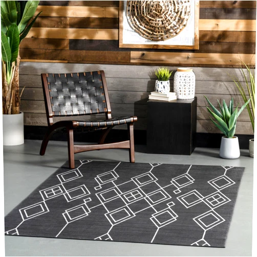 nuLOOM Dell Cascading Diamond Machine Washable Indoor/Outdoor Area Rug, 8x10, Dark Grey